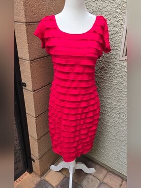 Max Studio Women's Pink Tiered Ruffle Sheath Dress